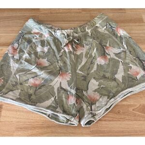 Live Well Lounge Womens Terry Shorts 14/16W Tropical Leaf Jersey Sleep Shorts